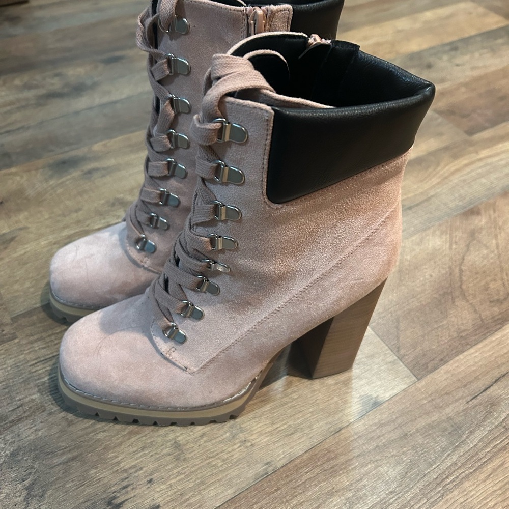 Madden Girl Blush Suede Lace-Up Ankle Boots
